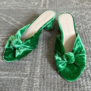 Loeffler Randall Celeste Green Velvet Sandals Size 6, new